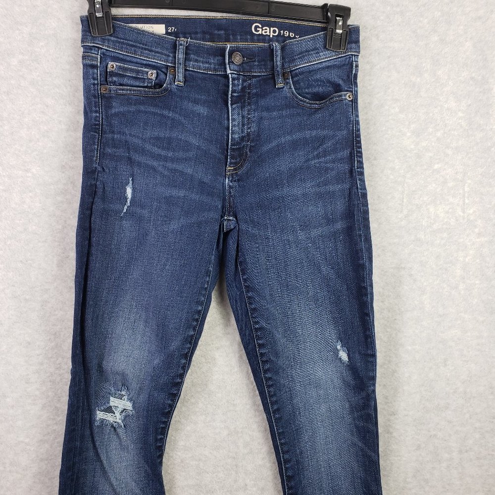 Gap Jeans Womens Size 27 r 1969 Resolution True Skinny Dark Wash Distressed